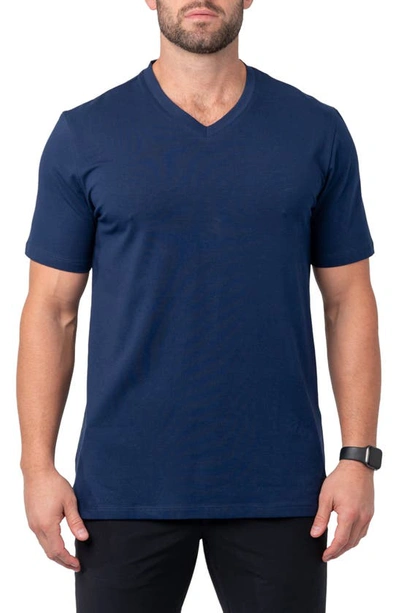 Maceoo Men's Vivaldi Solid V-neck T-shirt In Blue