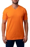 Maceoo Vivaldi V-neck Cotton T-shirt In Orange