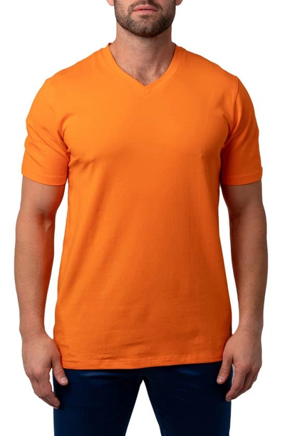 Maceoo Vivaldi V-neck Cotton T-shirt In Orange
