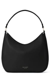 Kate Spade Roulette Large Leather Hobo Bag In Black