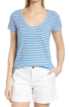 Caslon Rounded V-neck T-shirt In Blue Palace- White Stripe