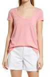 Caslon Rounded V-neck T-shirt In Pink Flamingo