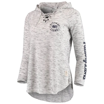 Pressbox Gray Penn State Nittany Lions Space Dye Lace-up V-neck Long Sleeve T-shirt