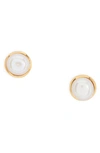 Monica Vinader Cultured Pearl Stud Earrings In Yellow Gold