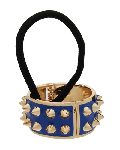 L Erickson Spiked Enamel Ponytail Holder With Cuff, Blueberry