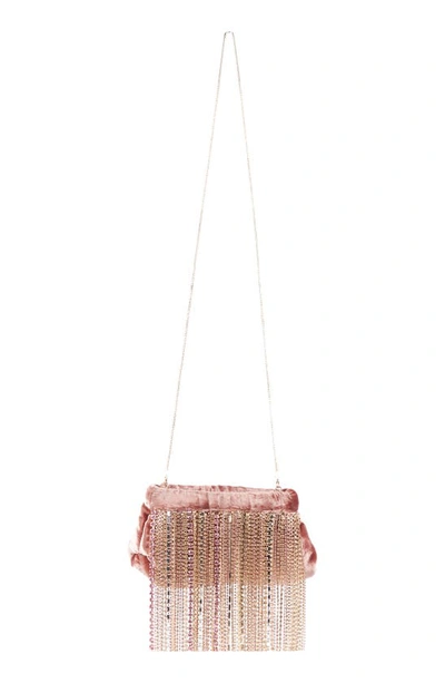 Rosantica Glam Crystal Fringe Shoulder Bag In Pink