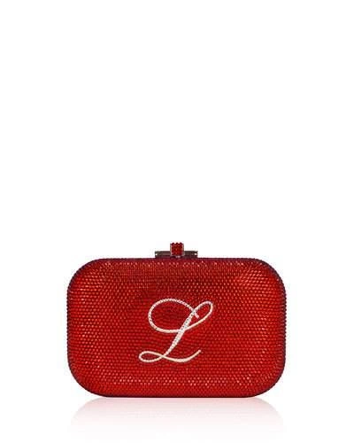 Judith Leiber Monogram Crystal Slide-lock Clutch Bag, Siam