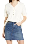 Madewell Relaxed Henley T-shirt In Bright Ivory
