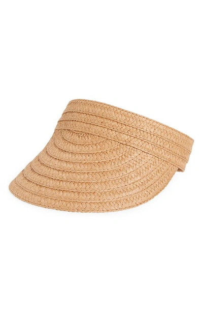 Madewell Packable Braided Straw Visor In Warm Nutmeg