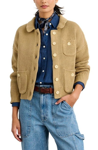 Alex Mill Cotton Work Sweater Jacket In Vintage Khaki