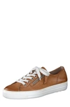 Paul Green Lacy Zip Leather Sneaker In Cuoio Washed Leather