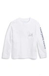 Vineyard Vines Kids' Whale Logo Pocket Long Sleeve Graphic T-shirt In White Cap