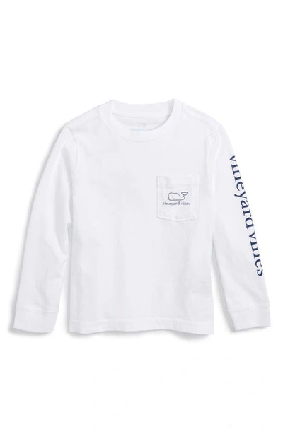 Vineyard Vines Kids' Whale Logo Pocket Long Sleeve Graphic T-shirt In White Cap