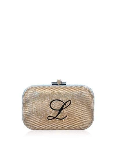 Judith Leiber Monogram Crystal Slide-lock Clutch Bag, Champagne