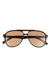 Le Specs Tragic Magic 56mm Aviator Sunglasses In Black/ Tan Tint