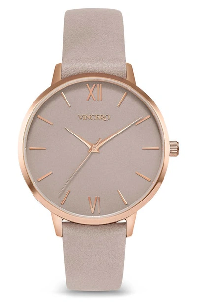 Vincero Eros Leather Strap Watch, 38mm In Rose Taupe