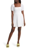 Bp. Shirred Puff Sleeve Cotton Prairie Dress In White