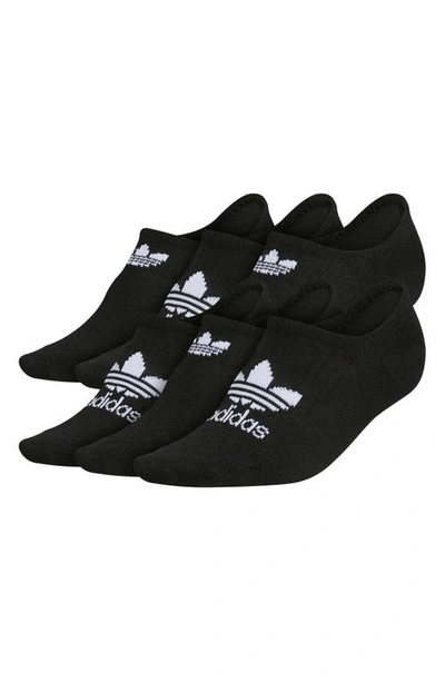 Adidas Originals Originals 6-pack Trefoil Logo No-show Socks In Black
