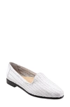Trotters Liz    Womens Woven Flat Smoking Loafers In White