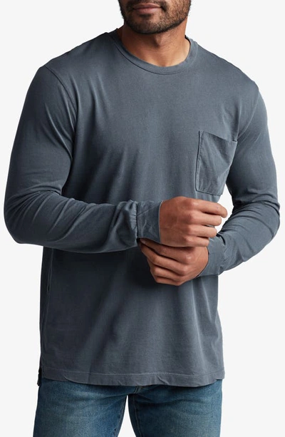 Rowan Asher Long Sleeve Cotton Pocket T-shirt In Basalt