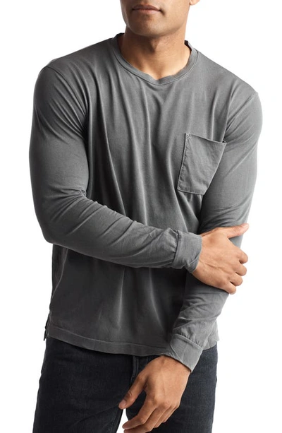 Rowan Asher Long Sleeve Cotton Pocket T-shirt In Smoke