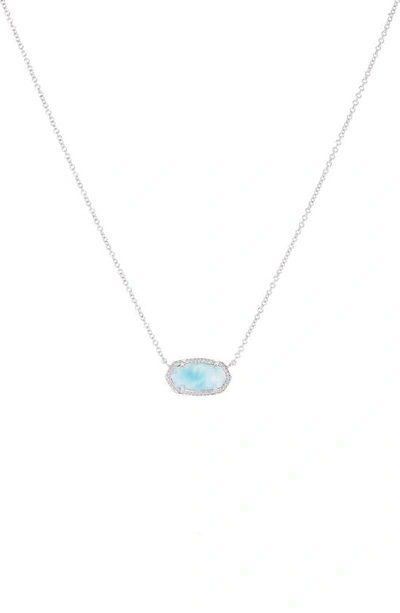 Kendra Scott Elisa Pendant Necklace In Rhodium Light Blue