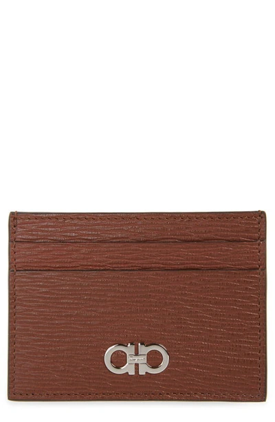 Ferragamo Revival Leather Magnetic Money Clip Card Case In Big Sur Soil Blue Marine Caffe