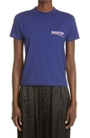 Balenciaga Campaign Logo-embroidered Cotton-jersey T-shirt In Pacific Blue/ White