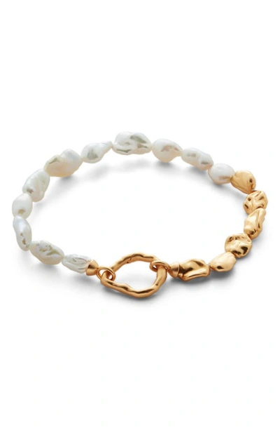Monica Vinader 18ct Gold Plated Vermeil Silver Keshi Pearl Bracelet In Multi