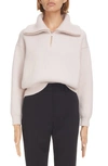 Alaïa English Ribbed Half-zip Sweater In Poudre