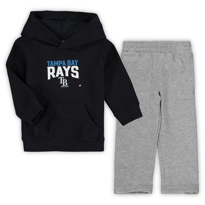 Outerstuff Kids' Toddler Navy/heathered Gray Tampa Bay Rays Fan Flare Fleece Hoodie And Pants Set