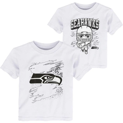 Outerstuff Kids' Toddler White Seattle Seahawks Coloring Activity Two-pack T-shirt Set
