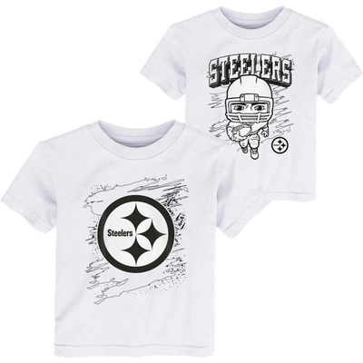 Outerstuff Kids' Toddler White Pittsburgh Steelers Coloring Activity Two-pack T-shirt Set