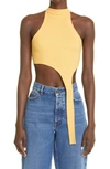 K.ngsley Unisex Raceher Rib Asymmetric Tank In Ochre