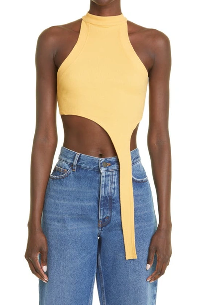 K.ngsley Unisex Raceher Rib Asymmetric Tank In Ochre