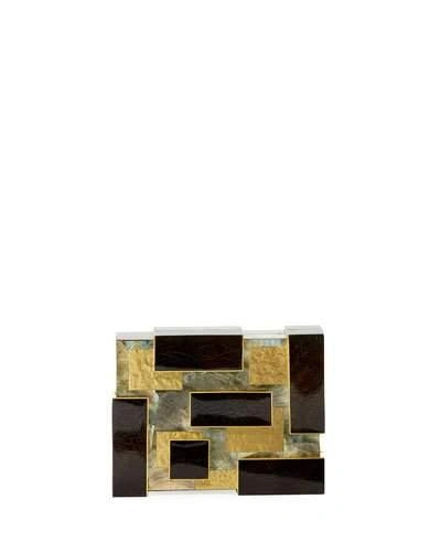 Rafe Ramya Cubist Minaudiere, Black/gold