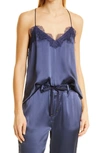 Cami Nyc The Racer Lace Trim Silk Camisole In Moonlit