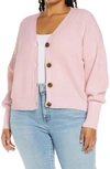 Vero Moda Curve Lea V-neck Cardigan In Parfait Pink