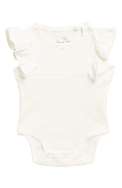 Oliver & Rain Babies' Ruffle Sleeve Cotton Bodysuit In White