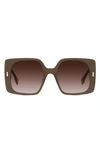 Fendi 53mm Square Sunglasses In Dark Brown / Gradient Brown