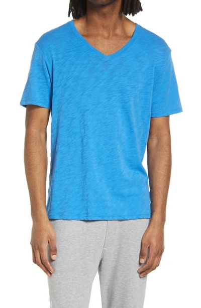 Atm Anthony Thomas Melillo Slub V-neck T-shirt In Aegean Blue