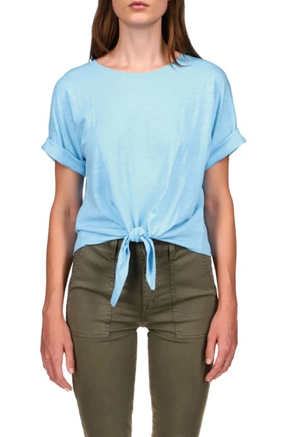 Sanctuary All Day Tie-hem Cuffed T-shirt In Angel Blue