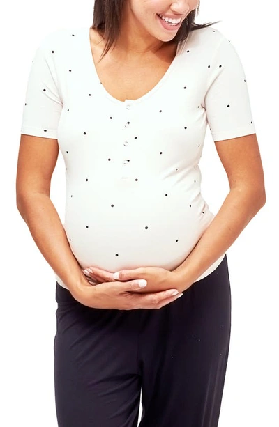 Nom Maternity Rhys Nursing Maternity Pajama Top In Gardenia Dot