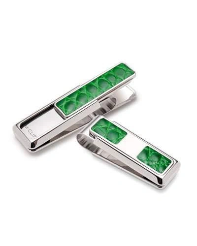 M Clip Monterey Monogrammed Alligator Money Clip, Green