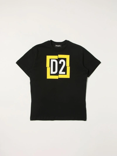 Dsquared2 Junior Kids' T-shirt In Cotton With D2 Logo In Black