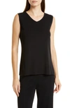 Misook V-neck Sweater Tank In Black