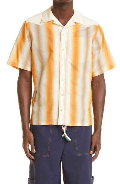 Wales Bonner Sunrise Gradient Stripe Short Sleeve Button-up Bowling Shirt In Multicolor