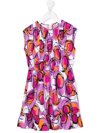 Marni Kids' Abstract-pattern Print Sleeveless Dress In Purple