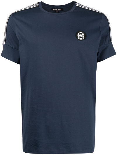 Michael Kors Logo Tape Cotton Jersey T-shirt In Blue