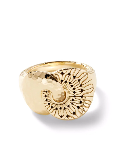 John Hardy Unisex Swirling Hammered Ring | Yellow Gold